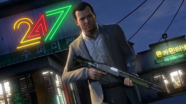 Michael is ready to bring the noise in GTA 5 with his boomstick